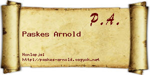 Paskes Arnold névjegykártya